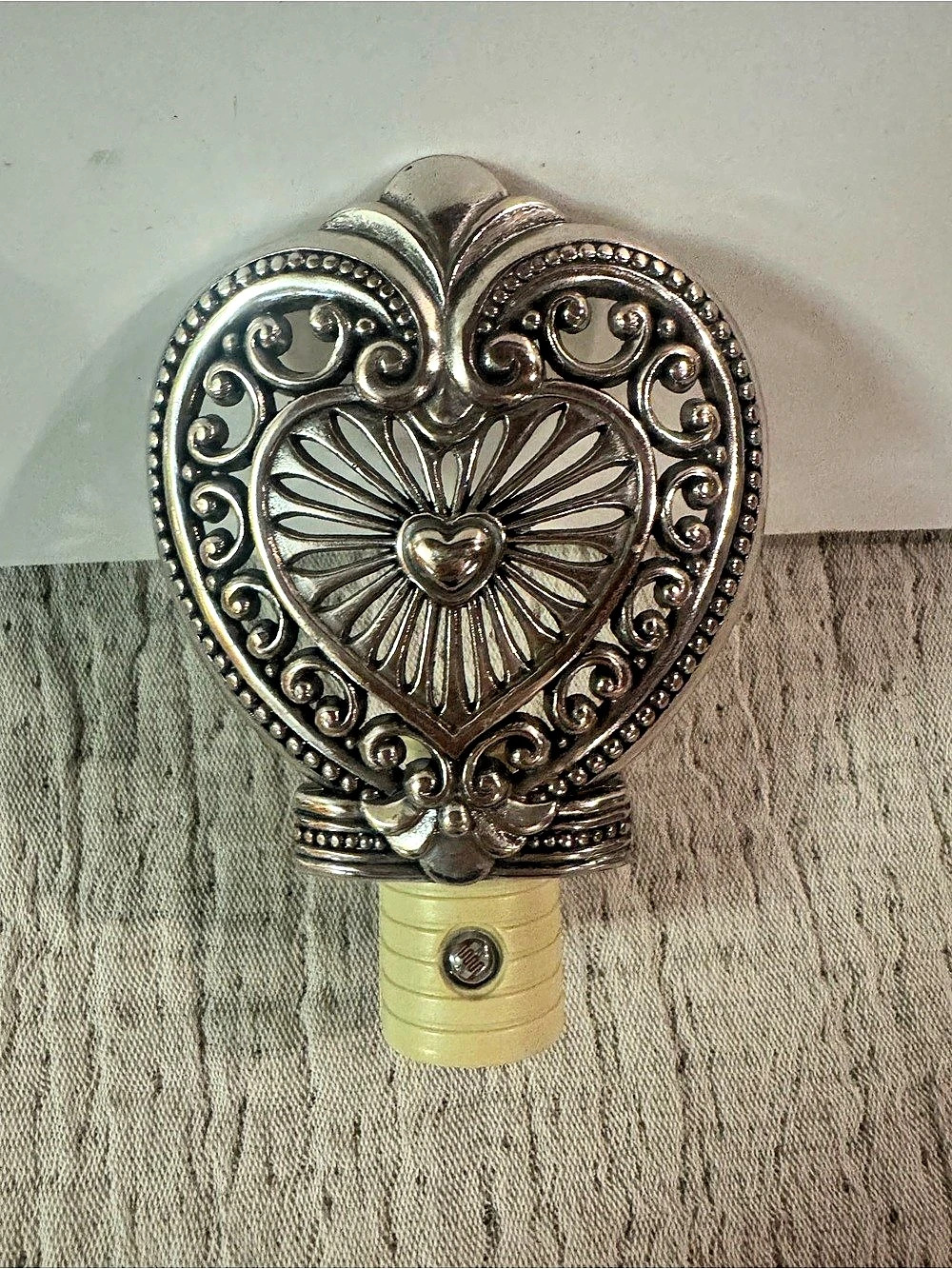 Brighton Bright Heart Silver Plated Filigree Nightlight Retired